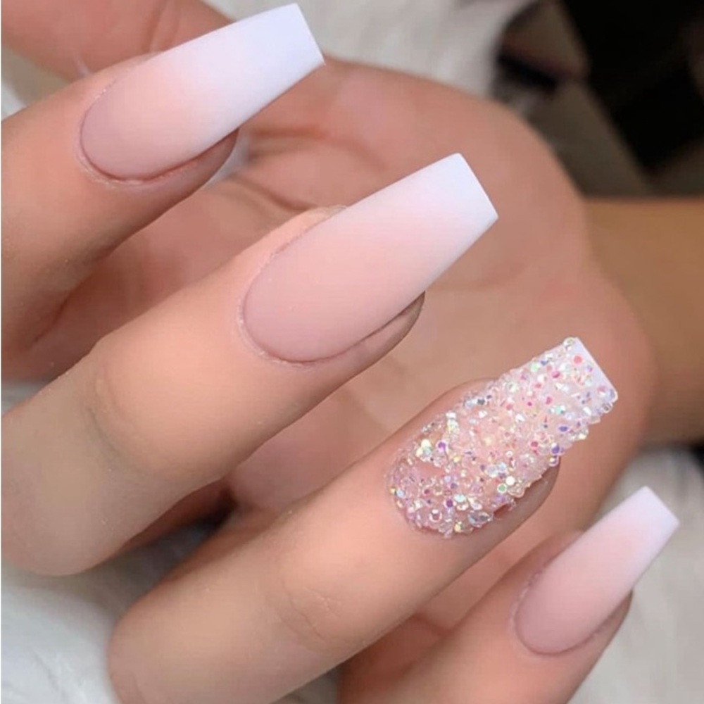 Pink Ombre Sparkle Press On Nails